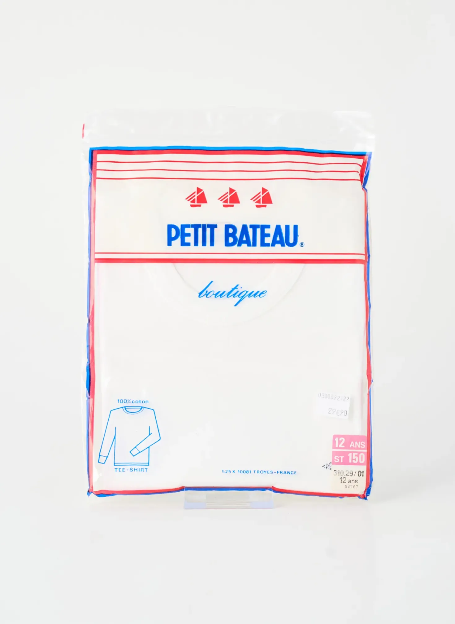 T-shirt Petit Bateau Blanc Manches Longues