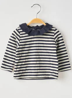 T-shirt Petit Bateau Bleu Manches Longues