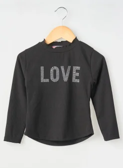 T-shirt P'tit Môme Noir Manches Longues