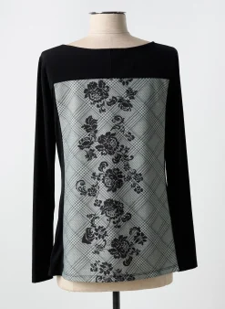 T-shirt Quatre Vingt Jours Noir Manches Longues