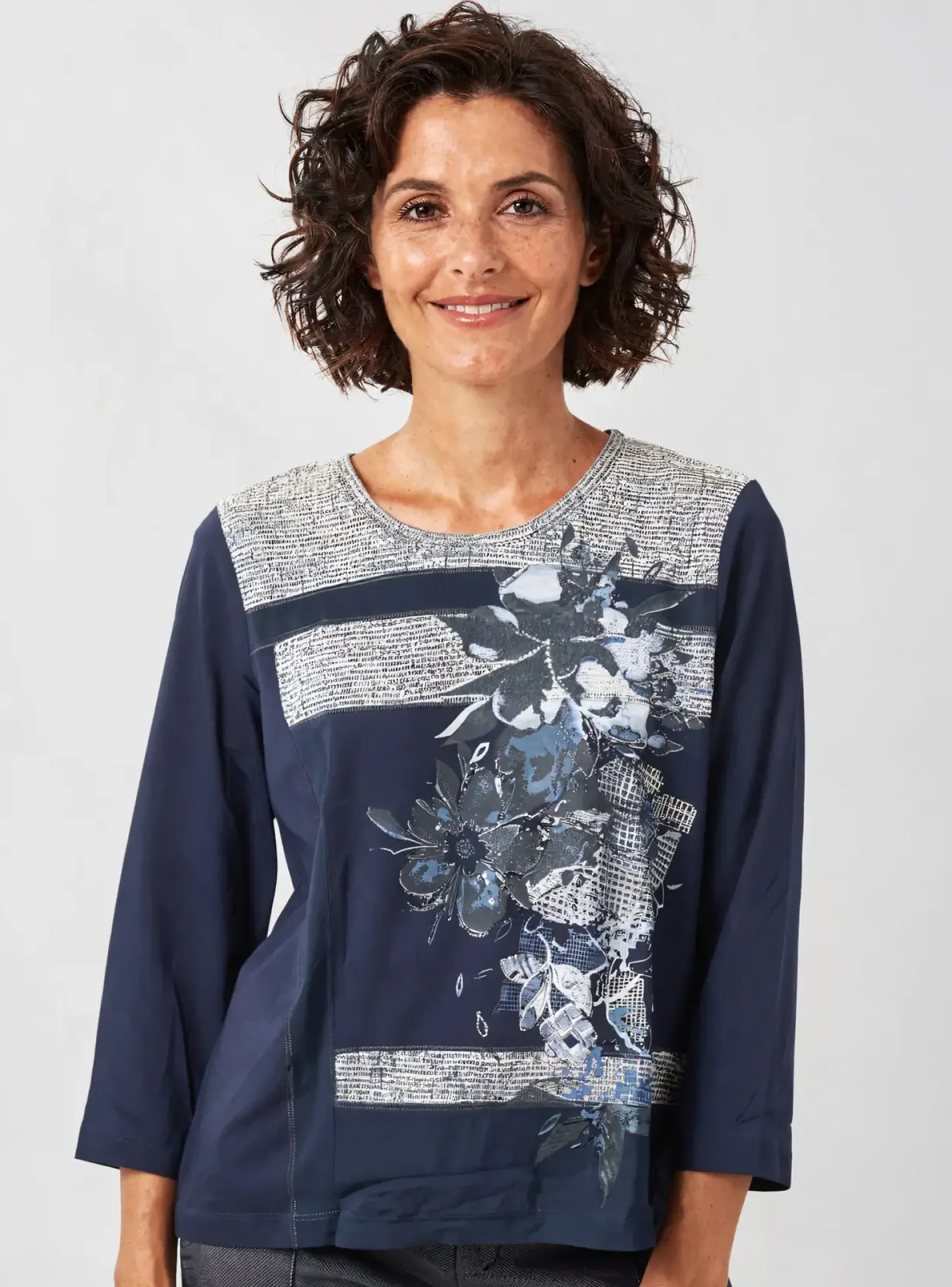 T-shirt Rabe Bleu Manches 3/4