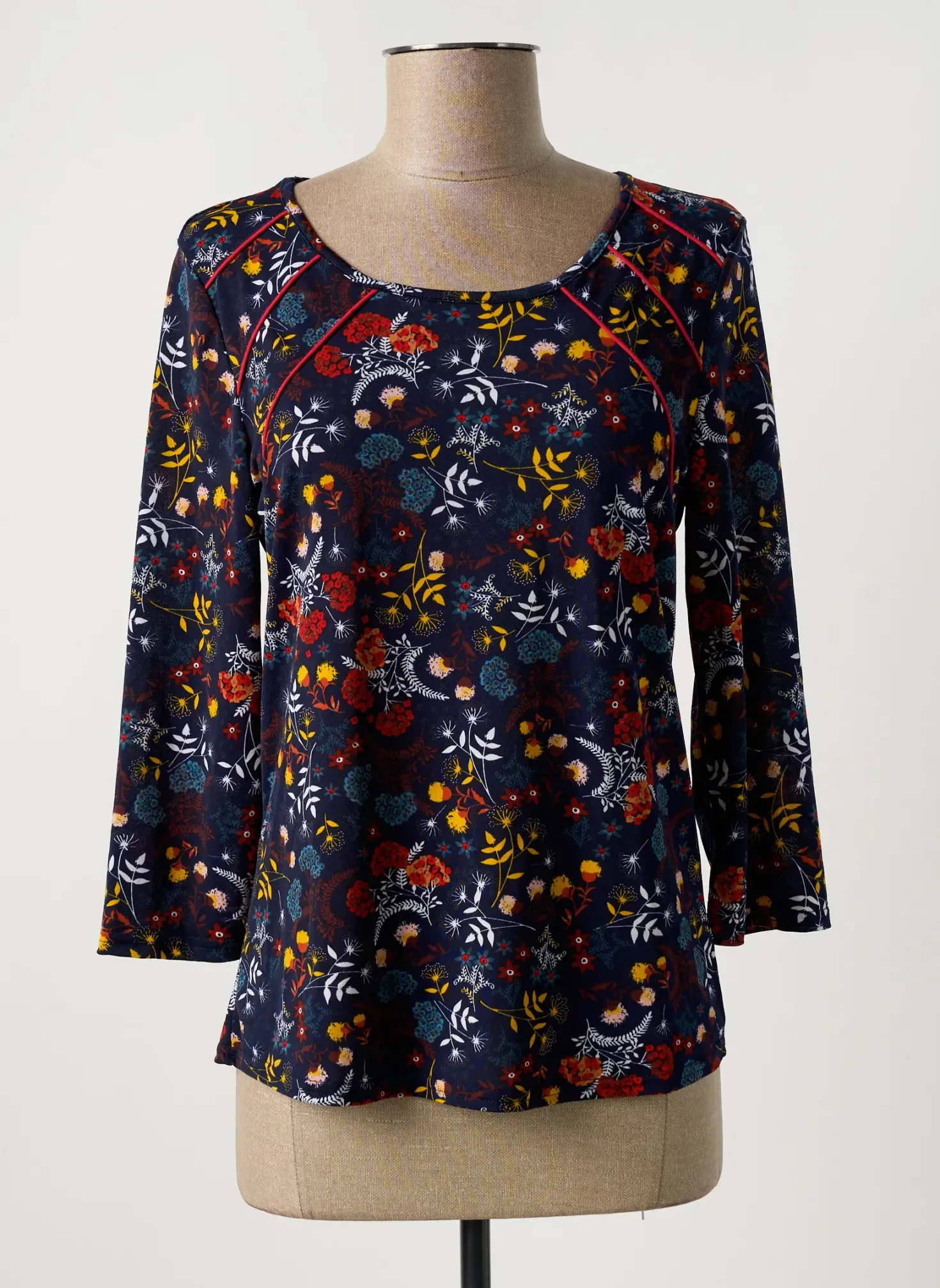 T-shirt Scottage Bleu Manches 3/4