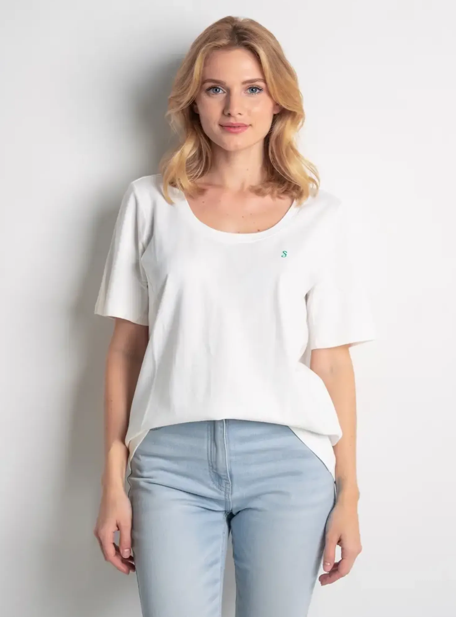 T-shirt Sheego Blanc Manches Courtes