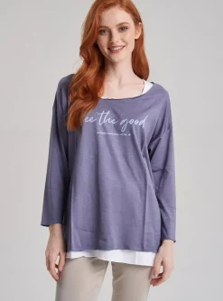 T-shirt Sheego Bleu Manches 3/4