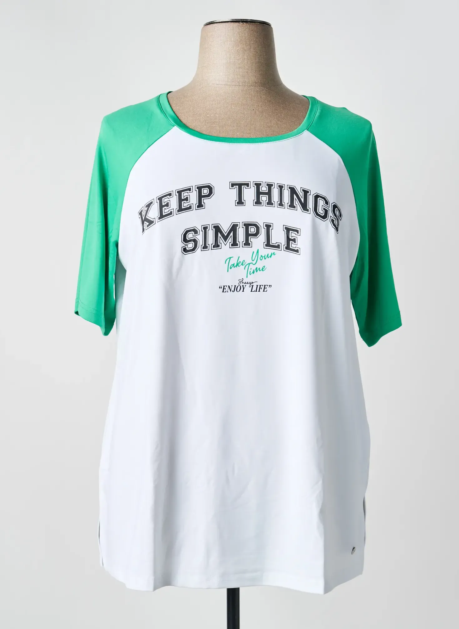 T-shirt Sheego Vert Manches Courtes