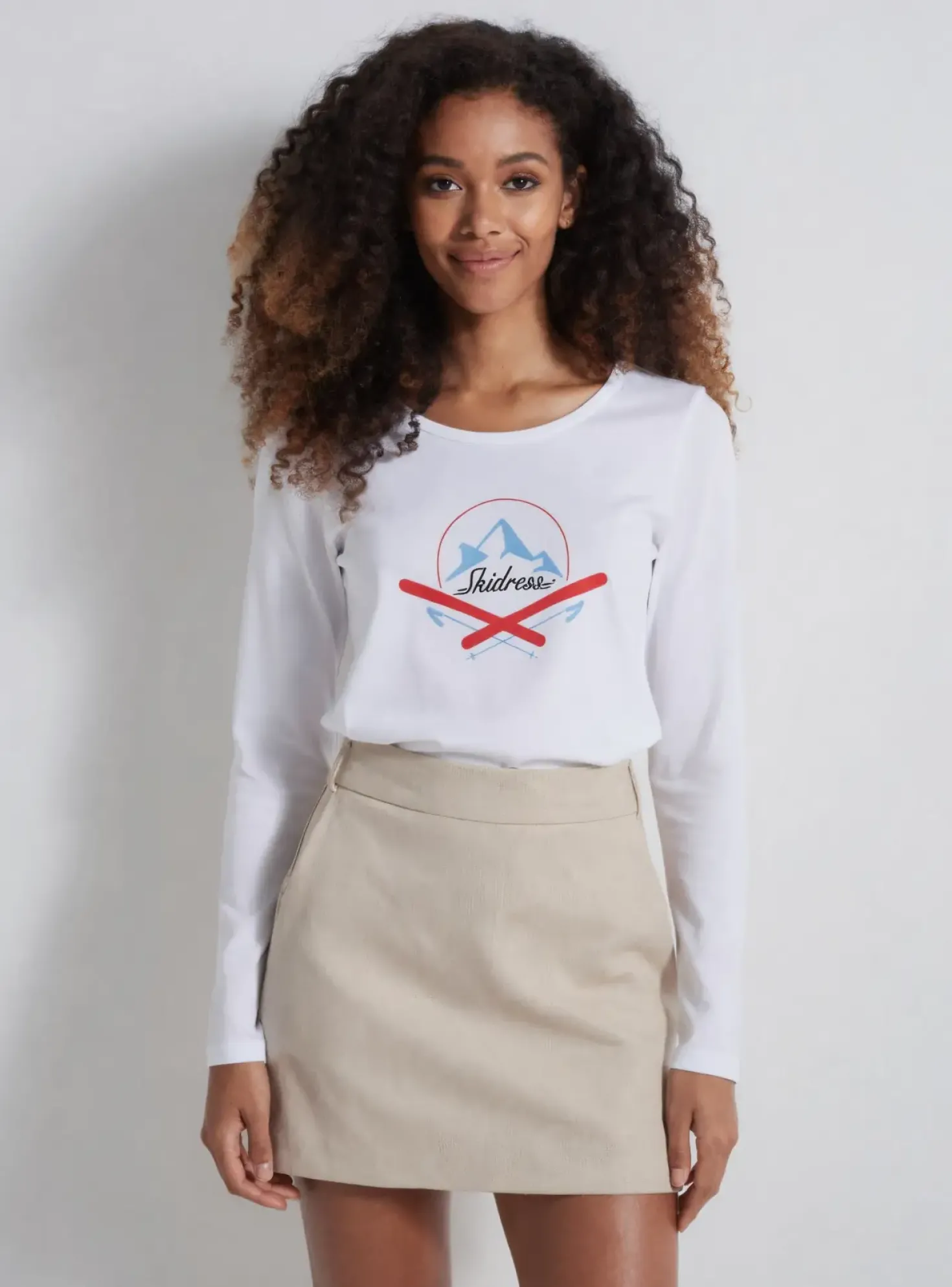 T-shirt Skidress Blanc Manches Longues