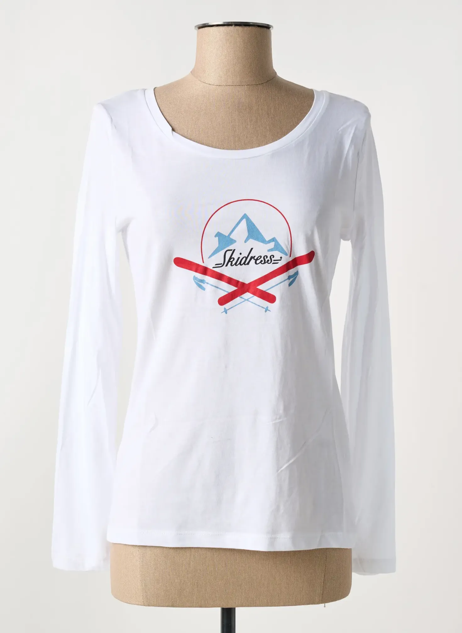T-shirt Skidress Blanc Manches Longues