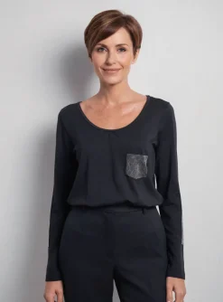 T-shirt Thomas Rabe Noir Manches Longues