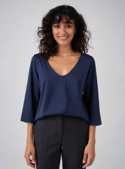 T-shirt Yerse Bleu Manches 3/4