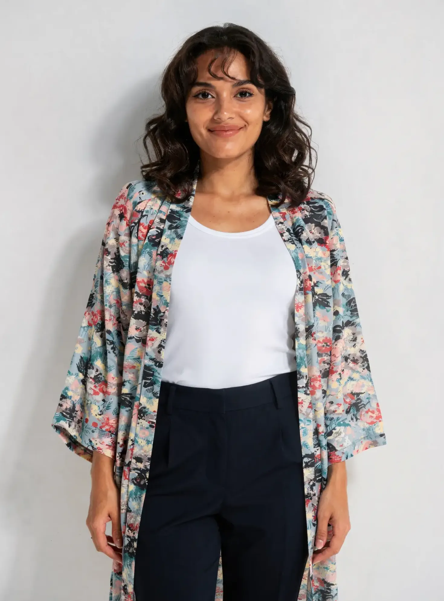 Veste Kimono Plume Bleu